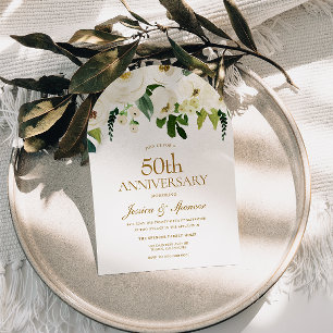 Invitación Arco del 50° aniversario de las flores blancas