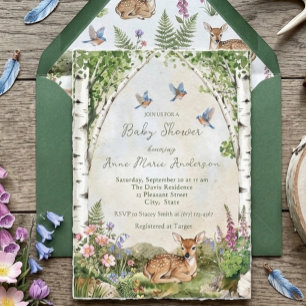 Invitación Arco del Bosque y Ciervo Recién Nacido Cumple de B