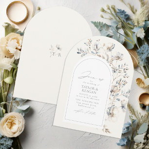 Invitación Arco delicado de acuarela de flor silvestre para b