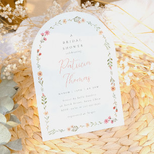 Invitación Arco delicado de flores silvestres boho para fiest