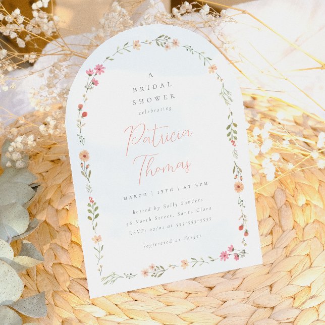 Invitación Arco delicado de flores silvestres boho para fiest (Subido por el creador)