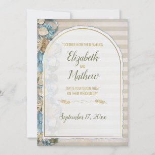 Invitación Arco dorado estilo boho caqui verde estampado chin
