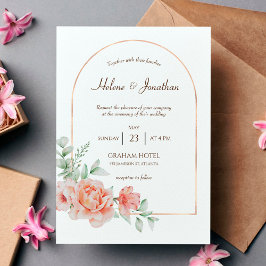 Invitación Arco dorado Floral Watercolor Pastel Boho Boda