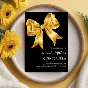 Invitación Arco dorado negro Quinceanera