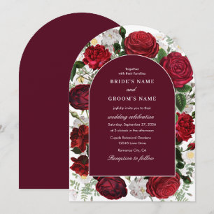 Invitación Arco elegante de Boda Floral de Borgoña