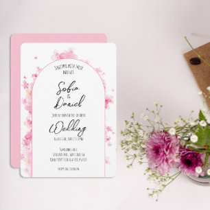 Invitación Arco elegante de flores de acuarela rosadas