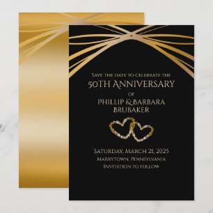 Invitación Arco Elegante Dorado Aniversario 50 Ahorre la Fech