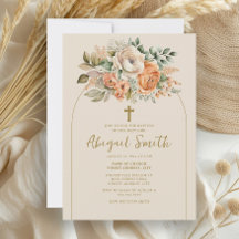 Arco elegante floral melocotón bautizo de niña