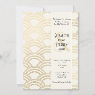 Invitación Arco Elegante Gatsby Art Deco Años 20 Marfil y Dor