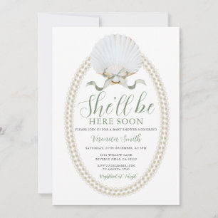 Invitación Arco Ella Estará Aquí Pronto Concha del Mar Dulce