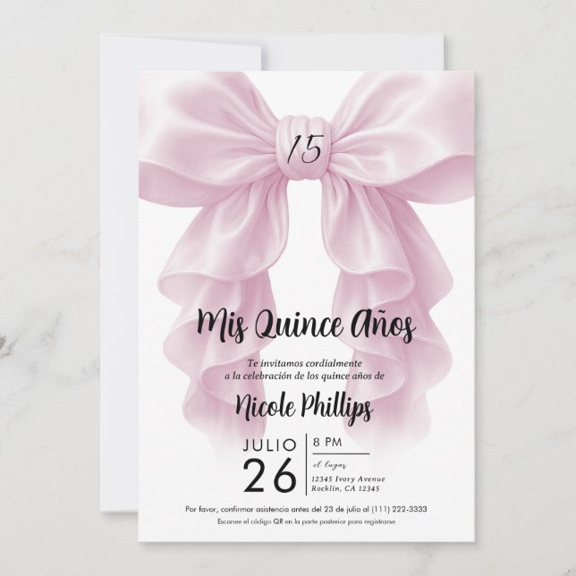 Invitación Arco en cascada de volante rosa elegante fiesta Qu (Anverso)