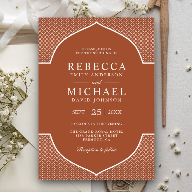 Invitación Arco étnico indio de terracota rústica para boda (Subido por el creador)
