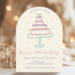 Invitación Arco Fiesta colorido de la torta de cumpleaños Per