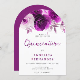 Invitación Arco Fiesta Quinceanera Rosa púrpura