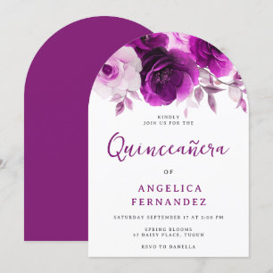 Invitación Arco Fiesta Quinceanera Rosa púrpura