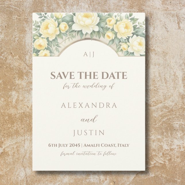 Invitación Arco floral amarillo La boda italiana salva la fec (Subido por el creador)