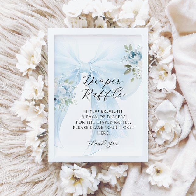Invitación Arco Floral Azul Coquette Rifa de Pañales Baby Sho (Subido por el creador)