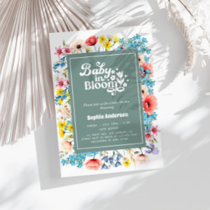 Invitación Arco floral Baby Shower - Bebé en verde jaula