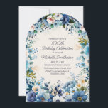 Invitación Arco floral blanco azul turbulento de la Marina 10<br><div class="desc">Elegante marina y azul polvoriento con acuarela blanca floral en forma de arco 100 años de invitación a las mujeres. Esta invitación está diseñada para cumplir 100 años, pero puede ser personalizada para cualquier persona de cualquier edad. Comuníquese conmigo para obtener ayuda con sus personalizaciones o para solicitar productos adicionales...</div>