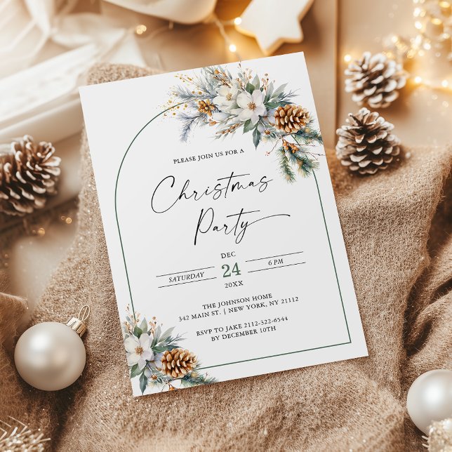 Invitación Arco floral blanco de pino Fiesta navidad (Subido por el creador)