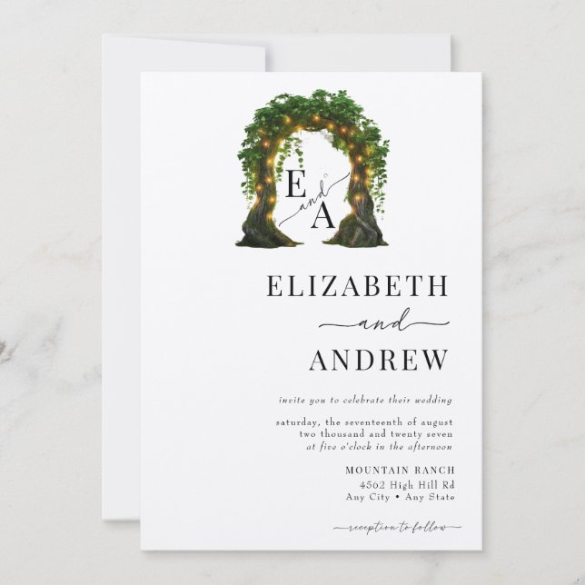 Invitación Arco floral | Boda de árbol (Anverso)