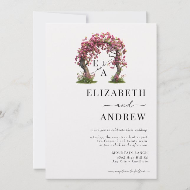 Invitación Arco floral | Boda de árbol (Anverso)