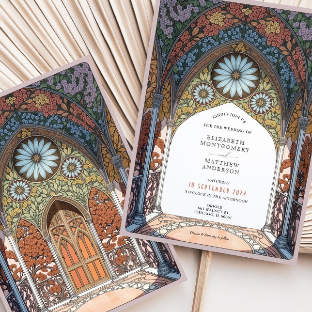 Invitación Arco floral Boda de Art Nouveau gótico (Subido por el creador)