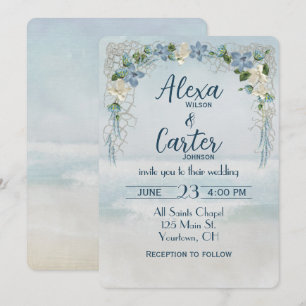 Invitación Arco Floral boda Sobre Acuarela Oceánica
