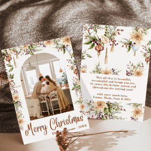Invitación Arco floral boho moderno Feliz Navidad 1 foto