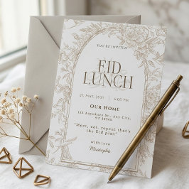 Invitación Arco floral botánico beige blanco para almuerzo de