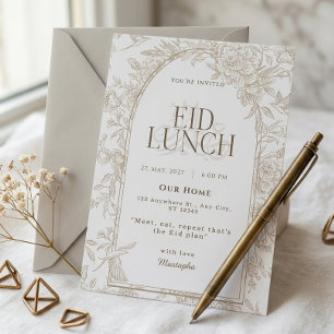 Invitación Arco floral botánico beige blanco para almuerzo de