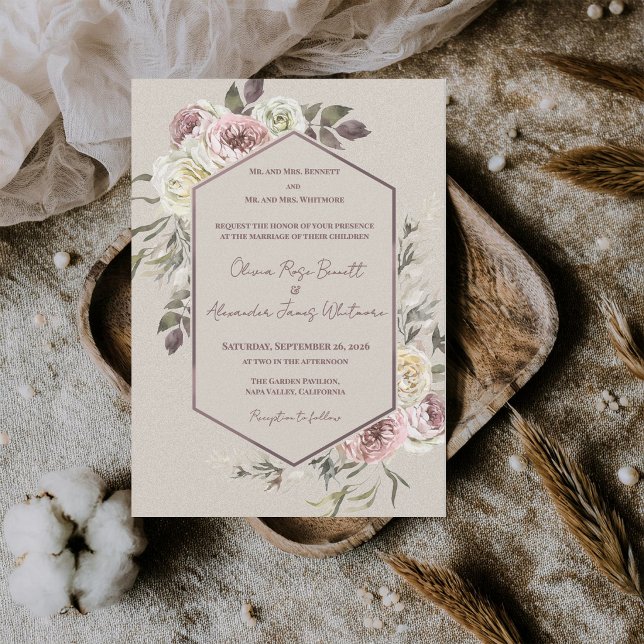 Invitación Arco Floral Botánico de Acuarela Formal para Bodas (Formal Watercolor Floral Arch Wedding Invitation Elegant Botanical Garden Wedding Invite)