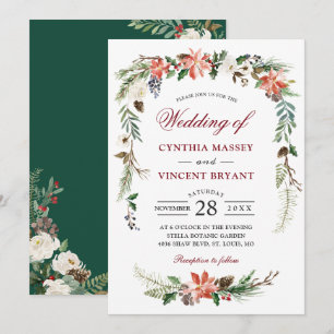 Invitación Arco Floral Botánico de Flor de Pascua de Invierno