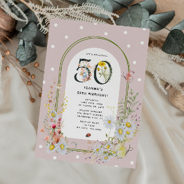 Invitación Arco Floral Botánico Fiesta de Cumpleaños 50