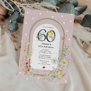 Invitación Arco Floral Botánico Fiesta de Cumpleaños 60
