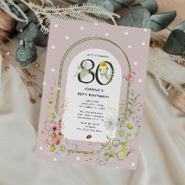 Invitación Arco Floral Botánico Fiesta de Cumpleaños 80