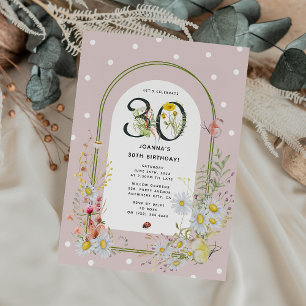 Invitación Arco floral botánico Fiesta de cumpleaños número 3