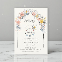 Invitación Arco Floral Caprichoso Boda Acuarela Todo en Uno
