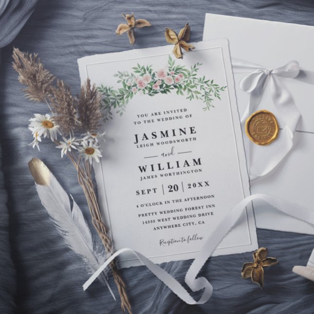 Invitación Arco floral chic rústico elegante boda moderna (Subido por el creador)