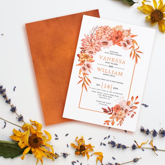 Invitación Arco floral con naranja garland otoño boda (Subido por el creador)