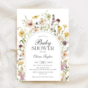 Invitación Arco floral de Baby Shower Wildflower