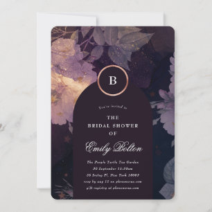 Invitación Arco floral de Boho oscuro premium Cae ducha de no