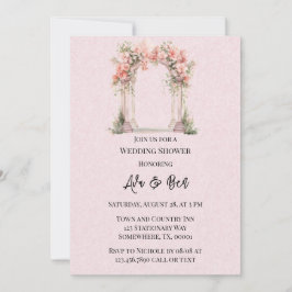 Invitación Arco floral de color de agua rosa Iglesia de la du