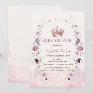 Invitación Arco floral de lavanda en acuarela Corona Baby Sho