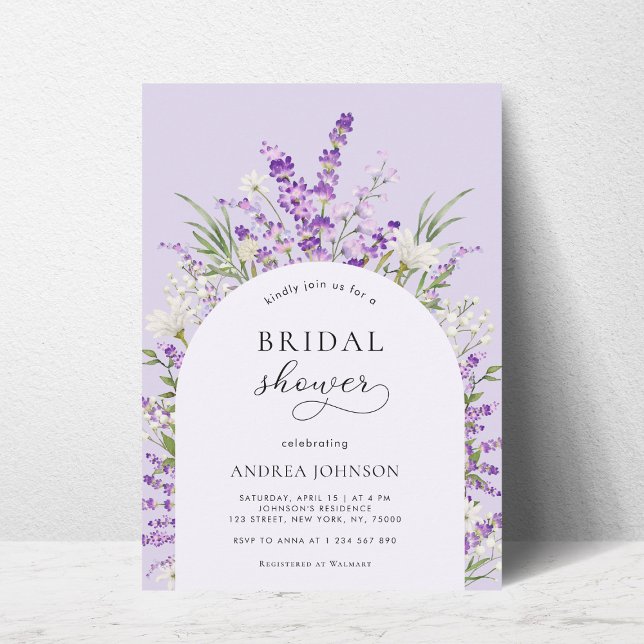 Invitación Arco floral de lavanda primaveral para despedida d (Subido por el creador)