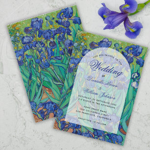 Invitación Arco floral de lirios azules Van Gogh Elegante bod