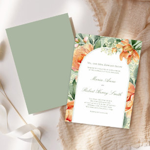 Invitación Arco Floral de Melocotón Elegante Boda Botánica