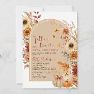 Invitación Arco Floral de Otoño Rústico para Baby Shower
