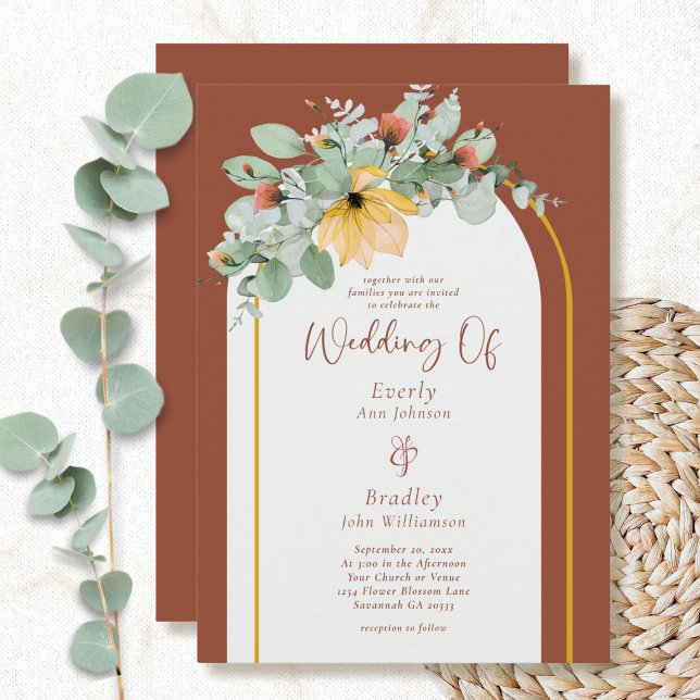 Invitación Arco floral de Terracotta Código QR No Boda fotogr (Subido por el creador)