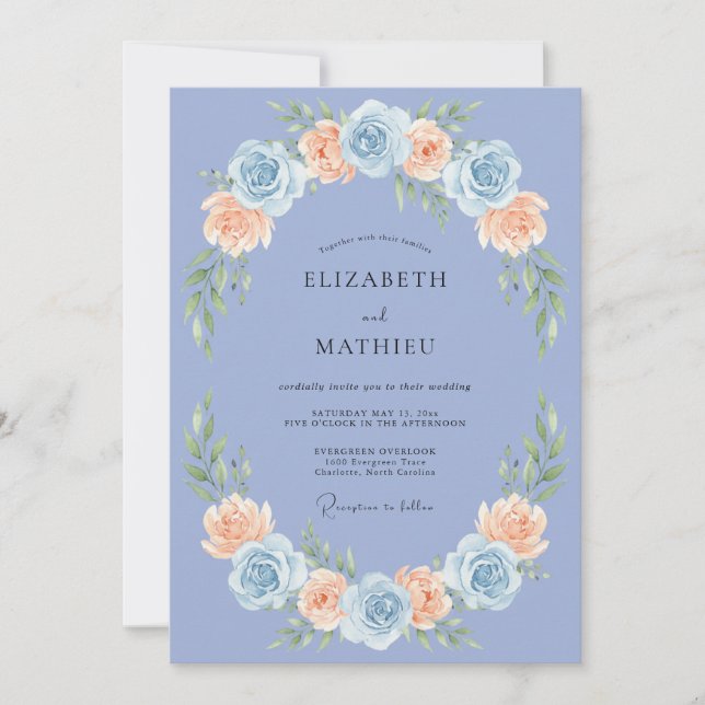 Invitación Arco Floral de Vinca para Boda (Anverso)
